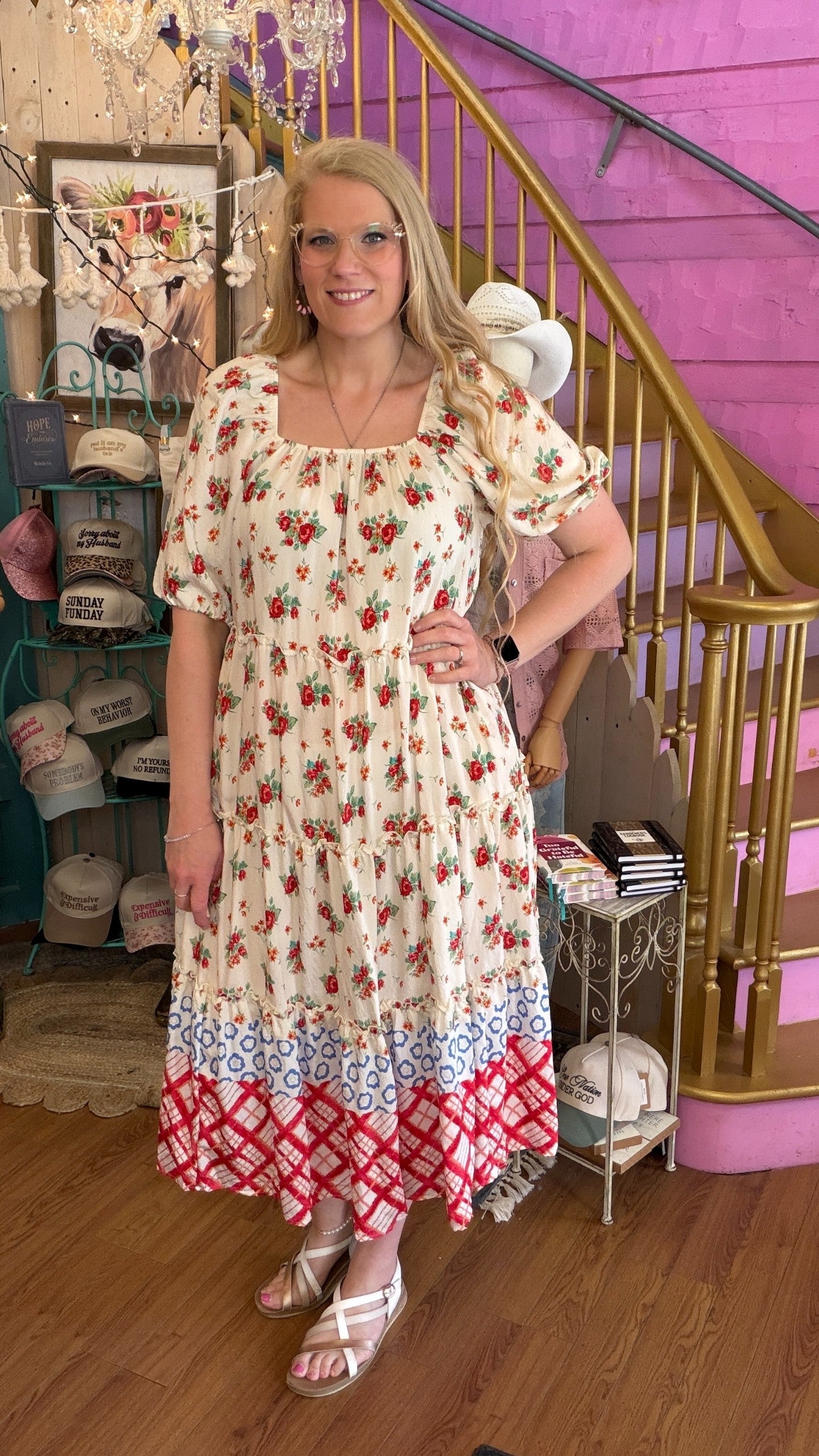 Bubble Sleeve Dress-Red | Mulberry Cottage