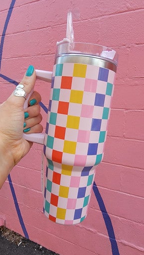 38oz Checkered Tumbler | Mulberry Cottage