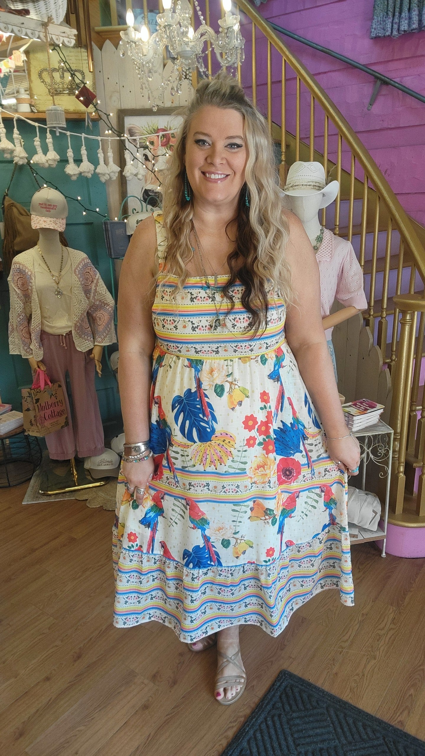 knee length dresses for ladies Plus Size Sleeveless Midi Dress Winter Wheat / 2X main image 0