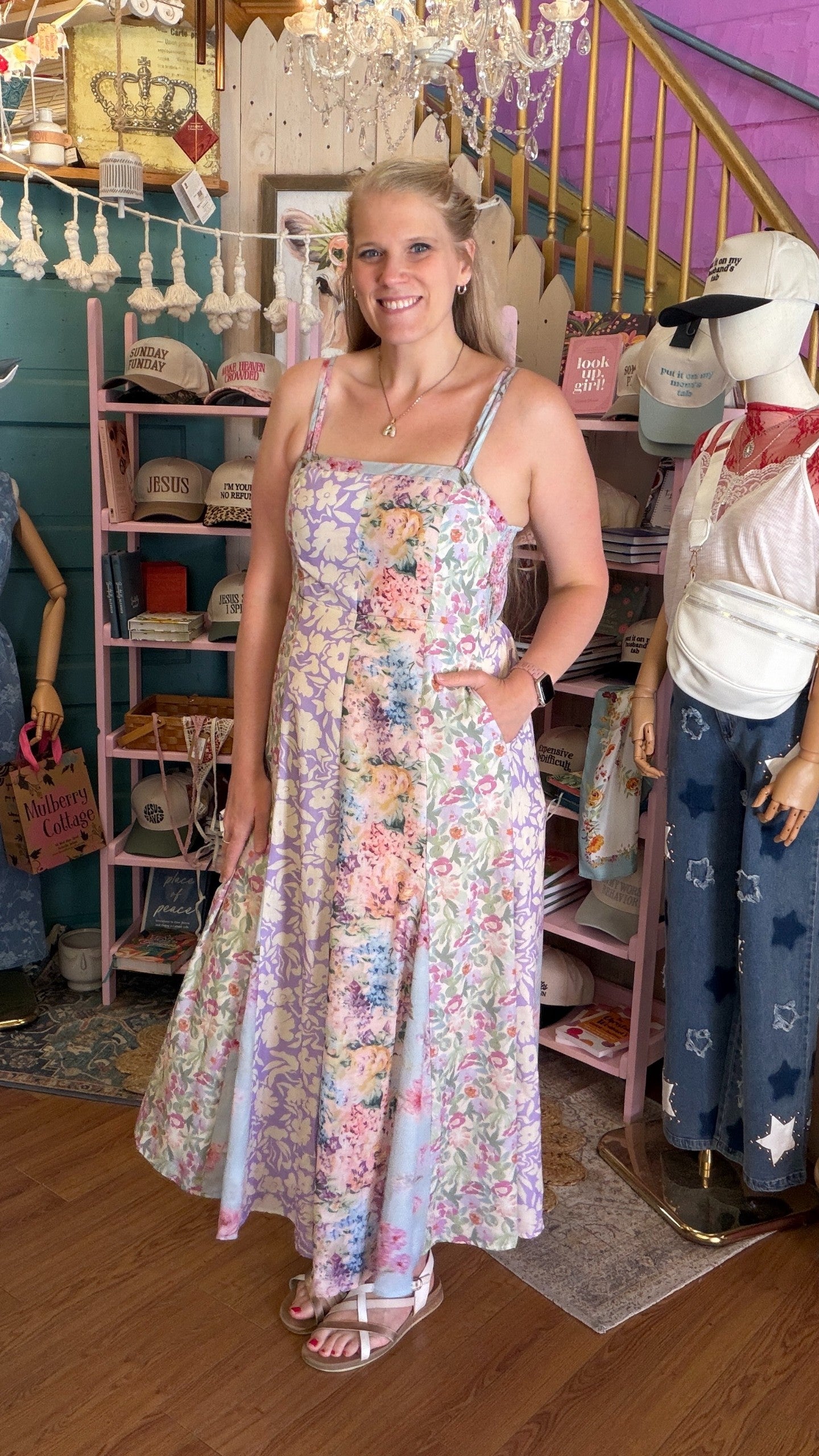 enchanted garden midi dress Enchanted Garden Abstract Midi Dress | Whimsical Style